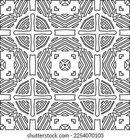 Stylish texture with figures from lines.
Abstract geometric black and white pattern for web page, textures, card, poster, fabric, textile. Monochrome graphic repeating design. 