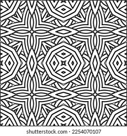 Stylish texture with figures from lines.
Abstract geometric black and white pattern for web page, textures, card, poster, fabric, textile. Monochrome graphic repeating design. 