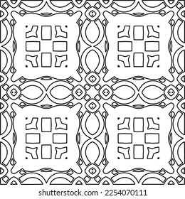 Stylish texture with figures from lines.
Abstract geometric black and white pattern for web page, textures, card, poster, fabric, textile. Monochrome graphic repeating design. 