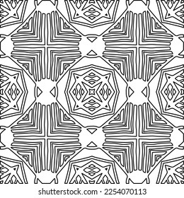 Textura elegante con figuras de líneas.
Resumen de patrones geométricos en blanco y negro para página web, texturas, tarjeta, afiche, tela, textil. Diseño repetitivo gráfico monocromo. 