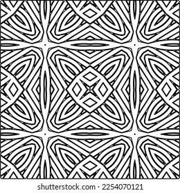 Stylish texture with figures from lines.
Abstract geometric black and white pattern for web page, textures, card, poster, fabric, textile. Monochrome graphic repeating design. 