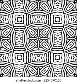 Stylish texture with figures from lines.
Abstract geometric black and white pattern for web page, textures, card, poster, fabric, textile. Monochrome graphic repeating design. 