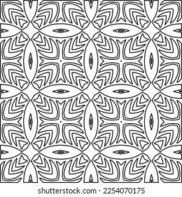 Stylish texture with figures from lines.
Abstract geometric black and white pattern for web page, textures, card, poster, fabric, textile. Monochrome graphic repeating design. 