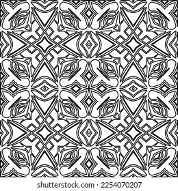 Stylish texture with figures from lines.
Abstract geometric black and white pattern for web page, textures, card, poster, fabric, textile. Monochrome graphic repeating design. 