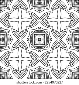 Stylish texture with figures from lines.
Abstract geometric black and white pattern for web page, textures, card, poster, fabric, textile. Monochrome graphic repeating design. 