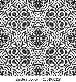 Textura elegante con figuras de líneas.
Resumen de patrones geométricos en blanco y negro para página web, texturas, tarjeta, afiche, tela, textil. Diseño repetitivo gráfico monocromo. 