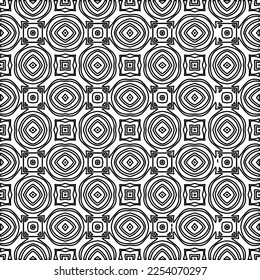 Stylish texture with figures from lines.
Abstract geometric black and white pattern for web page, textures, card, poster, fabric, textile. Monochrome graphic repeating design. 
