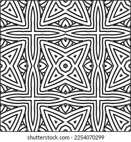 Stylish texture with figures from lines.
Abstract geometric black and white pattern for web page, textures, card, poster, fabric, textile. Monochrome graphic repeating design. 