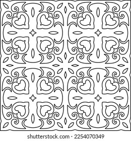Stylish texture with figures from lines.
Abstract geometric black and white pattern for web page, textures, card, poster, fabric, textile. Monochrome graphic repeating design. 