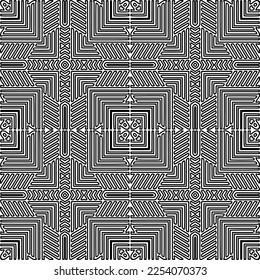 

Stylish texture with figures from lines.
Abstract geometric black and white pattern for web page, textures, card, poster, fabric, textile. Monochrome graphic repeating design. 