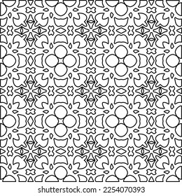 Stylish texture with figures from lines.
Abstract geometric black and white pattern for web page, textures, card, poster, fabric, textile. Monochrome graphic repeating design. 