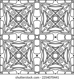 Stylish texture with figures from lines.
Abstract geometric black and white pattern for web page, textures, card, poster, fabric, textile. Monochrome graphic repeating design. 