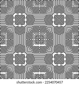 Textura elegante con figuras de líneas.
Resumen de patrones geométricos en blanco y negro para página web, texturas, tarjeta, afiche, tela, textil. Diseño repetitivo gráfico monocromo. 