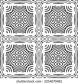 Stylish texture with figures from lines.
Abstract geometric black and white pattern for web page, textures, card, poster, fabric, textile. Monochrome graphic repeating design. 