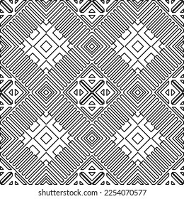 Stylish texture with figures from lines.
Abstract geometric black and white pattern for web page, textures, card, poster, fabric, textile. Monochrome graphic repeating design. 