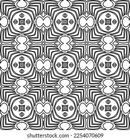 Stylish texture with figures from lines.
Abstract geometric black and white pattern for web page, textures, card, poster, fabric, textile. Monochrome graphic repeating design. 