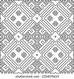 Stylish texture with figures from lines.
Abstract geometric black and white pattern for web page, textures, card, poster, fabric, textile. Monochrome graphic repeating design. 