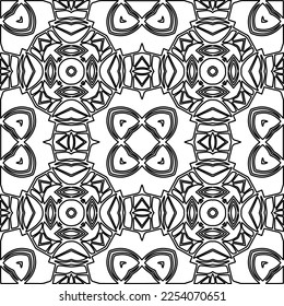Stylish texture with figures from lines.
Abstract geometric black and white pattern for web page, textures, card, poster, fabric, textile. Monochrome graphic repeating design. 