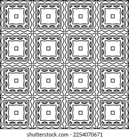 

Stylish texture with figures from lines.
Abstract geometric black and white pattern for web page, textures, card, poster, fabric, textile. Monochrome graphic repeating design. 