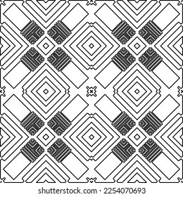 Stylish texture with figures from lines.
Abstract geometric black and white pattern for web page, textures, card, poster, fabric, textile. Monochrome graphic repeating design. 