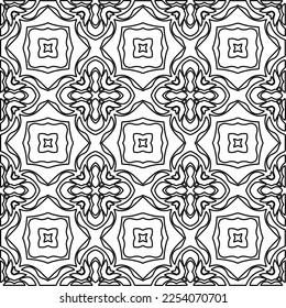 Stylish texture with figures from lines.
Abstract geometric black and white pattern for web page, textures, card, poster, fabric, textile. Monochrome graphic repeating design. 