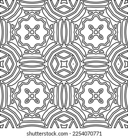 Stylish texture with figures from lines.
Abstract geometric black and white pattern for web page, textures, card, poster, fabric, textile. Monochrome graphic repeating design. 