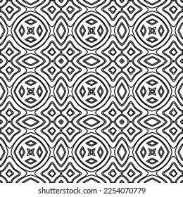 Stylish texture with figures from lines.
Abstract geometric black and white pattern for web page, textures, card, poster, fabric, textile. Monochrome graphic repeating design. 