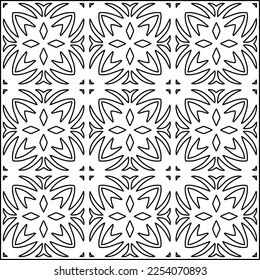 Stylish texture with figures from lines.
Abstract geometric black and white pattern for web page, textures, card, poster, fabric, textile. Monochrome graphic repeating design. 