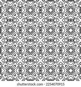 Stylish texture with figures from lines.
Abstract geometric black and white pattern for web page, textures, card, poster, fabric, textile. Monochrome graphic repeating design. 