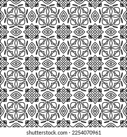 Stylish texture with figures from lines.
Abstract geometric black and white pattern for web page, textures, card, poster, fabric, textile. Monochrome graphic repeating design. 