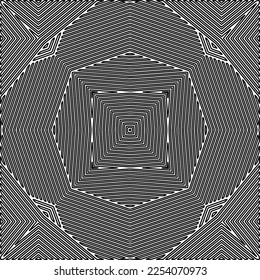 Stylish texture with figures from lines.
Abstract geometric black and white pattern for web page, textures, card, poster, fabric, textile. Monochrome graphic repeating design. 