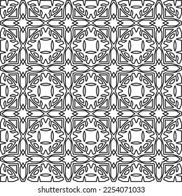 Stylish texture with figures from lines.
Abstract geometric black and white pattern for web page, textures, card, poster, fabric, textile. Monochrome graphic repeating design. 