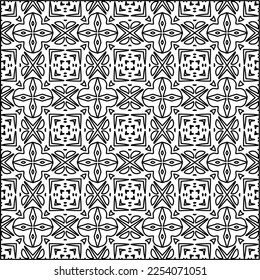 Stylish texture with figures from lines.
Abstract geometric black and white pattern for web page, textures, card, poster, fabric, textile. Monochrome graphic repeating design. 