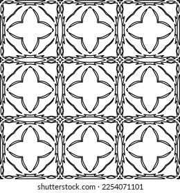 Stylish texture with figures from lines.
Abstract geometric black and white pattern for web page, textures, card, poster, fabric, textile. Monochrome graphic repeating design. 