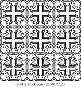 Stylish texture with figures from lines.
Abstract geometric black and white pattern for web page, textures, card, poster, fabric, textile. Monochrome graphic repeating design. 