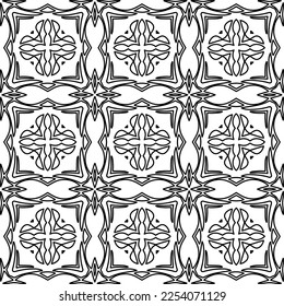 Stylish texture with figures from lines.
Abstract geometric black and white pattern for web page, textures, card, poster, fabric, textile. Monochrome graphic repeating design. 