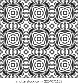Stylish texture with figures from lines.
Abstract geometric black and white pattern for web page, textures, card, poster, fabric, textile. Monochrome graphic repeating design. 