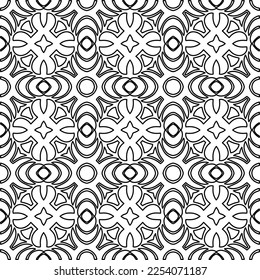 Stylish texture with figures from lines.
Abstract geometric black and white pattern for web page, textures, card, poster, fabric, textile. Monochrome graphic repeating design. 