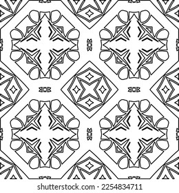 Stylish texture with figures from lines.
Abstract geometric black and white pattern for web page, textures, card, poster, fabric, textile. Monochrome graphic repeating design. 