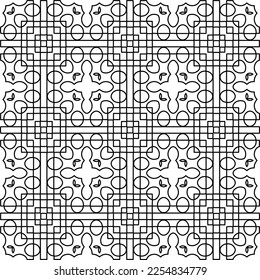 Stylish texture with figures from lines.
Abstract geometric black and white pattern for web page, textures, card, poster, fabric, textile. Monochrome graphic repeating design. 
