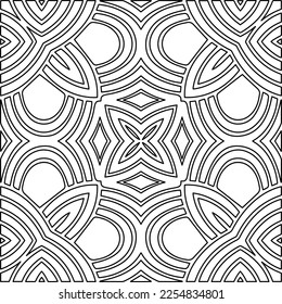 Stylish texture with figures from lines.
Abstract geometric black and white pattern for web page, textures, card, poster, fabric, textile. Monochrome graphic repeating design. 