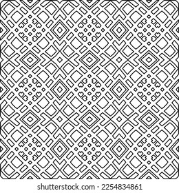 Stylish texture with figures from lines.
Abstract geometric black and white pattern for web page, textures, card, poster, fabric, textile. Monochrome graphic repeating design. 
