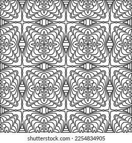 Stilvolle Textur mit Figuren aus Linien.
Abstraktes geometrisches Schwarz-Weiß-Muster für Webseiten, Texturen, Karten, Plakate, Gewebe, Textilien. Monochrome grafische Wiederholungsdesign. 
