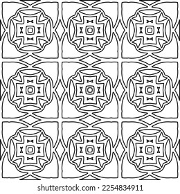 Stylish texture with figures from lines.
Abstract geometric black and white pattern for web page, textures, card, poster, fabric, textile. Monochrome graphic repeating design. 
