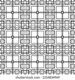 Stylish texture with figures from lines.
Abstract geometric black and white pattern for web page, textures, card, poster, fabric, textile. Monochrome graphic repeating design. 
