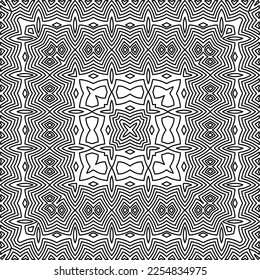 Textura elegante con figuras de líneas.
Resumen de patrones geométricos en blanco y negro para página web, texturas, tarjeta, afiche, tela, textil. Diseño repetitivo gráfico monocromo. 