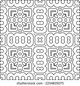 Stylish texture with figures from lines.
Abstract geometric black and white pattern for web page, textures, card, poster, fabric, textile. Monochrome graphic repeating design. 
