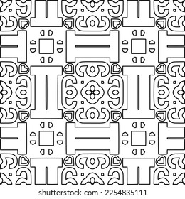 Stylish texture with figures from lines.
Abstract geometric black and white pattern for web page, textures, card, poster, fabric, textile. Monochrome graphic repeating design. 
