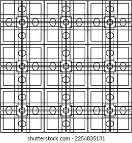 Stylish texture with figures from lines.
Abstract geometric black and white pattern for web page, textures, card, poster, fabric, textile. Monochrome graphic repeating design. 
