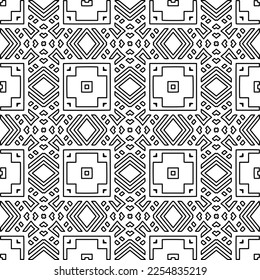 Stylish texture with figures from lines.
Abstract geometric black and white pattern for web page, textures, card, poster, fabric, textile. Monochrome graphic repeating design. 
